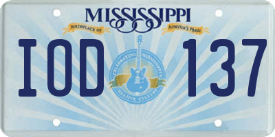 MS license plate IOD137