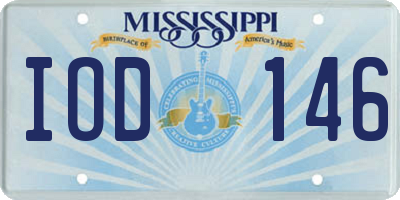 MS license plate IOD146