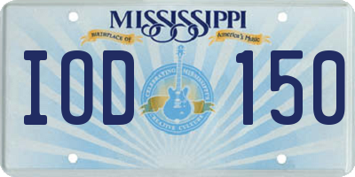 MS license plate IOD150