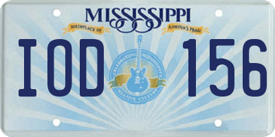 MS license plate IOD156
