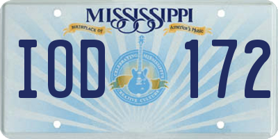 MS license plate IOD172