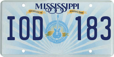 MS license plate IOD183