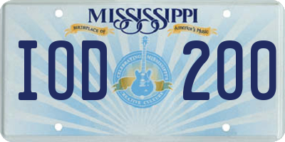 MS license plate IOD200