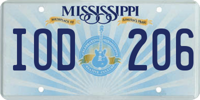 MS license plate IOD206