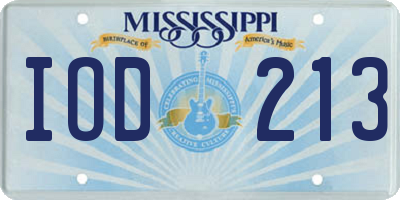 MS license plate IOD213