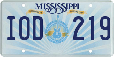 MS license plate IOD219