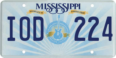 MS license plate IOD224