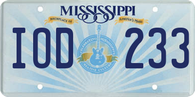 MS license plate IOD233