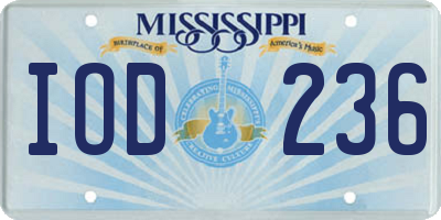 MS license plate IOD236