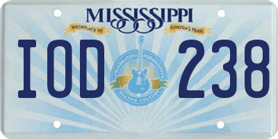 MS license plate IOD238