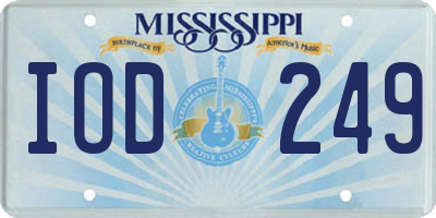 MS license plate IOD249