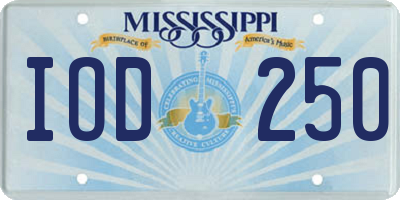 MS license plate IOD250