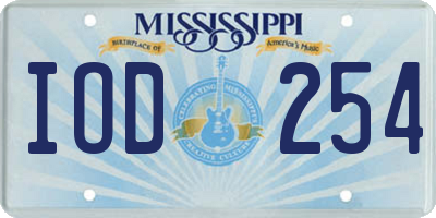 MS license plate IOD254