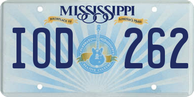 MS license plate IOD262