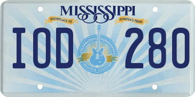 MS license plate IOD280