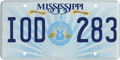 MS license plate IOD283