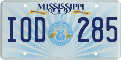 MS license plate IOD285