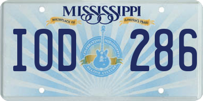 MS license plate IOD286