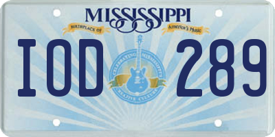 MS license plate IOD289