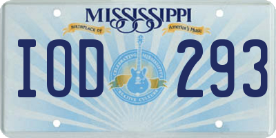 MS license plate IOD293