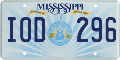 MS license plate IOD296
