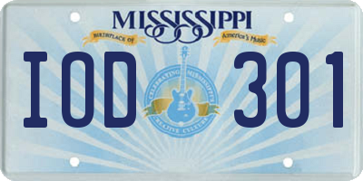 MS license plate IOD301