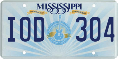 MS license plate IOD304