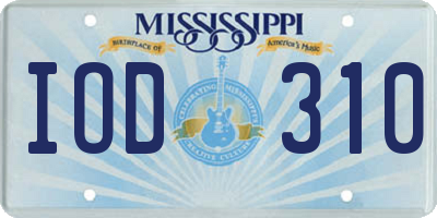 MS license plate IOD310