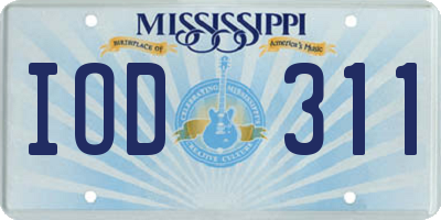 MS license plate IOD311