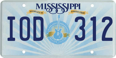 MS license plate IOD312