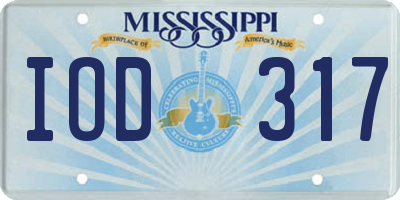 MS license plate IOD317