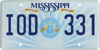 MS license plate IOD331