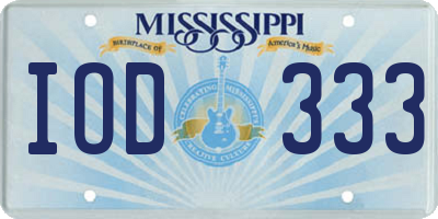 MS license plate IOD333