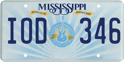 MS license plate IOD346