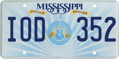 MS license plate IOD352
