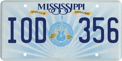 MS license plate IOD356