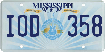 MS license plate IOD358