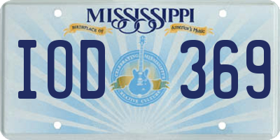 MS license plate IOD369