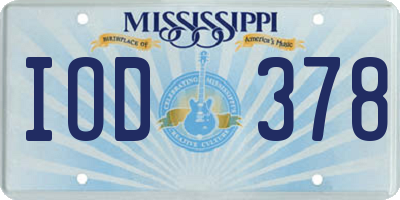 MS license plate IOD378