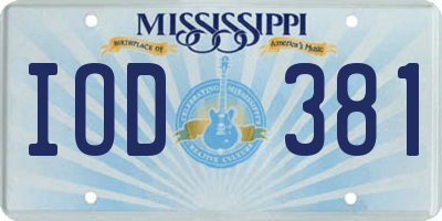 MS license plate IOD381