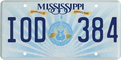 MS license plate IOD384