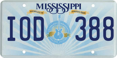 MS license plate IOD388