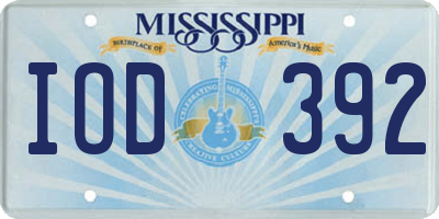 MS license plate IOD392