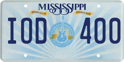 MS license plate IOD400