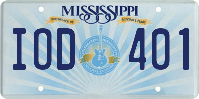 MS license plate IOD401