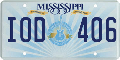 MS license plate IOD406