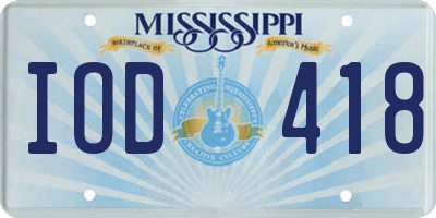 MS license plate IOD418