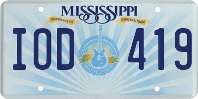 MS license plate IOD419