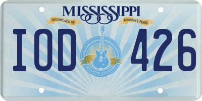 MS license plate IOD426