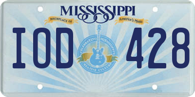 MS license plate IOD428